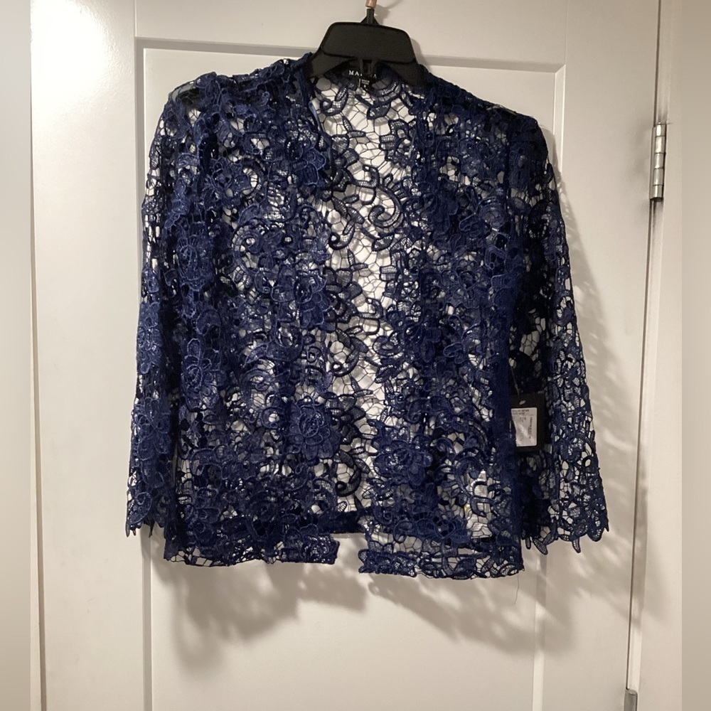 Nwt Marina Size 8 Blue‎ Floral Lace Cardigan